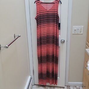 Apt. 9 Coral and Black Striped Maxi Dress